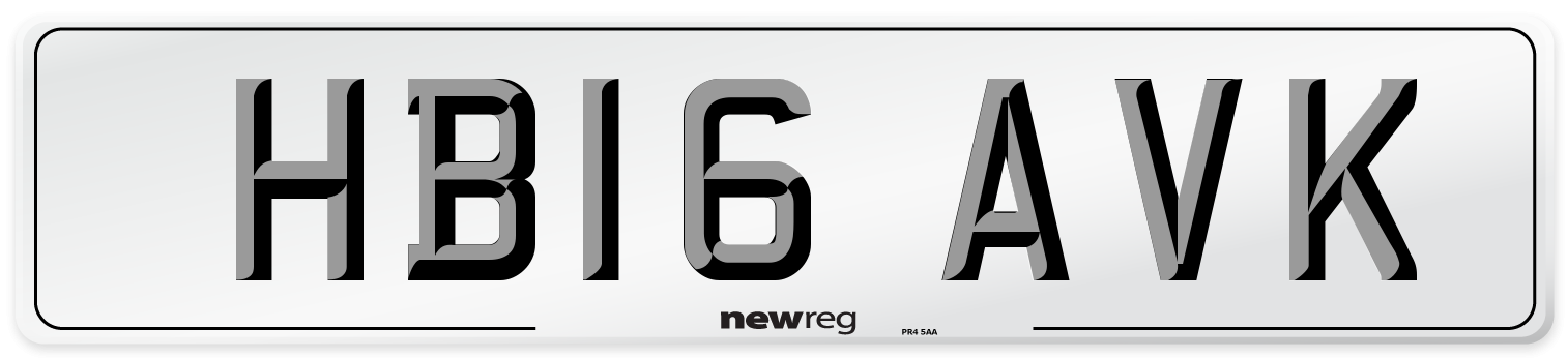 HB16 AVK Number Plate from New Reg